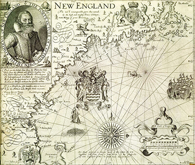 An old map of the new england coast