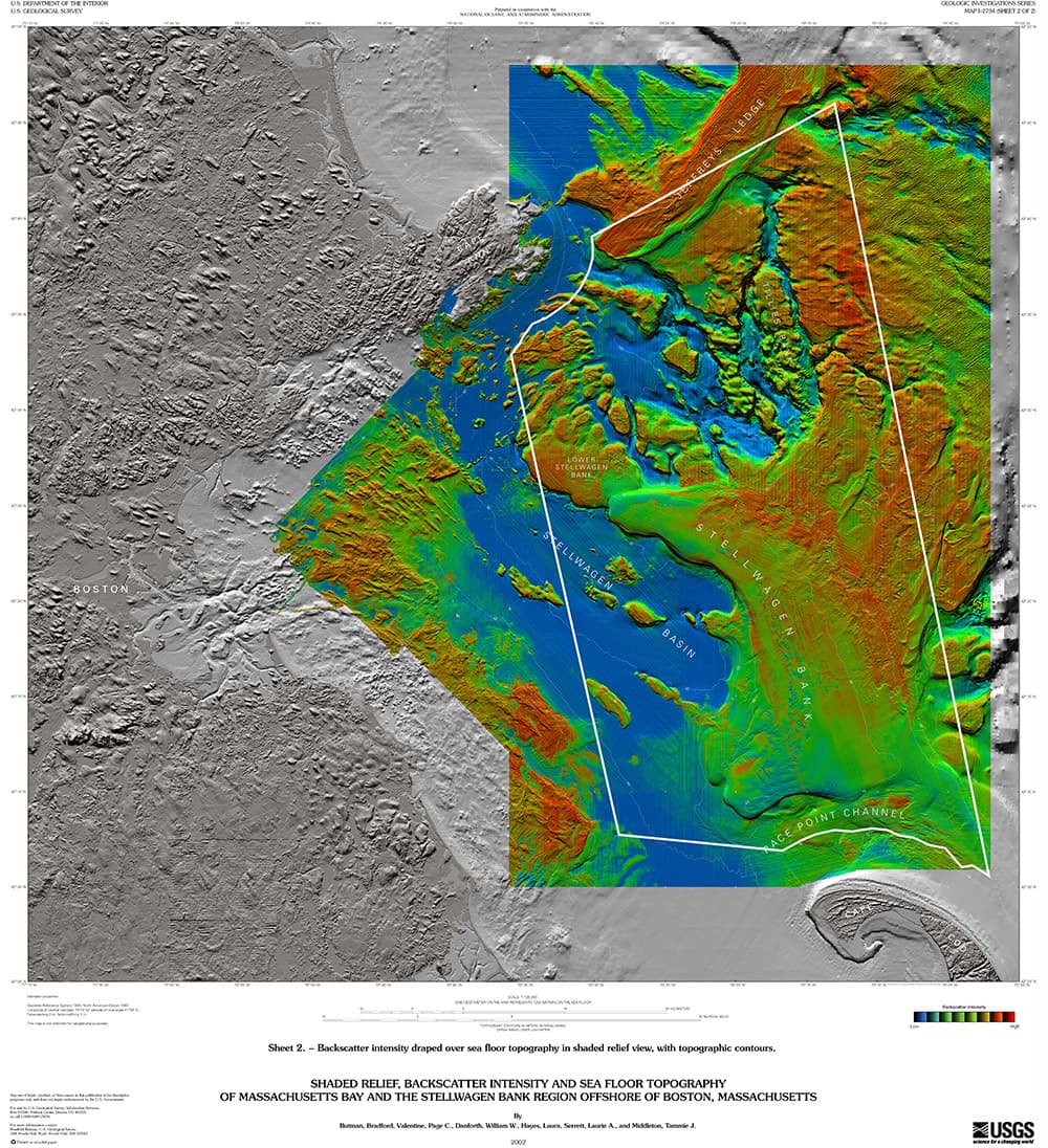 U.S. Geological Survey backscatter map of Stellwagen Bank National Marine Sanctuary