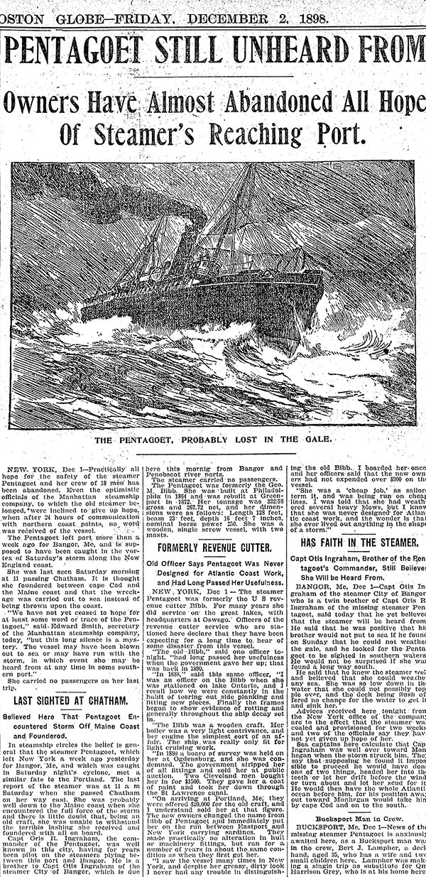 An old news paper clipping with a picture of a ship