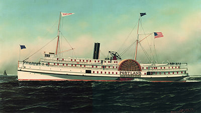 Painting of a white steamship
