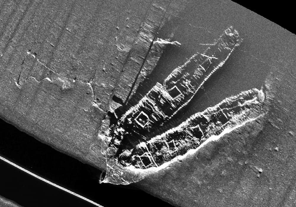 side scan of the wrecks of the Frank A. Palmer and Louise B. Crary
