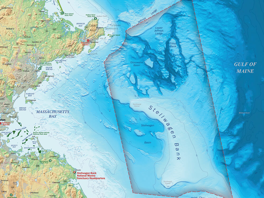 map of stellwagen bank national marine sanctuary