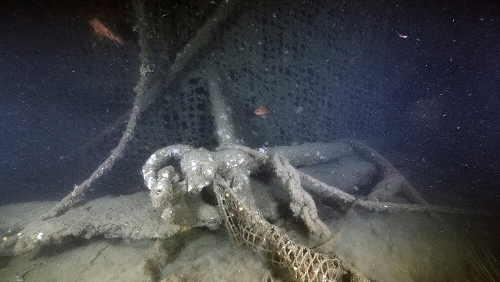 an anchor and other debris from a shipwreck
