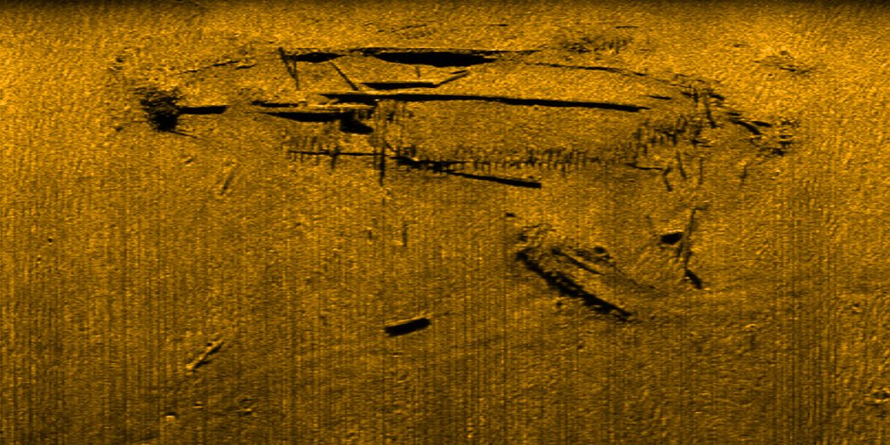 side scan sonar image of the presumed wreck of the King Phillip