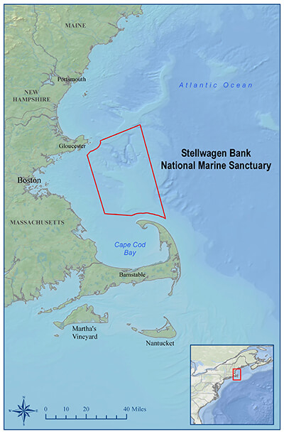 a simple map of the boundries of stellwagen bank national marine sanctuary